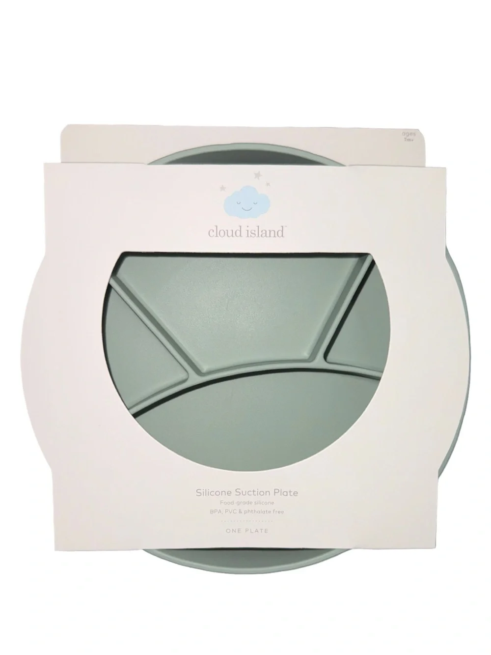 Cloud Island Sage Silicone Suction Divided Plate - 2 Pack New with Tag